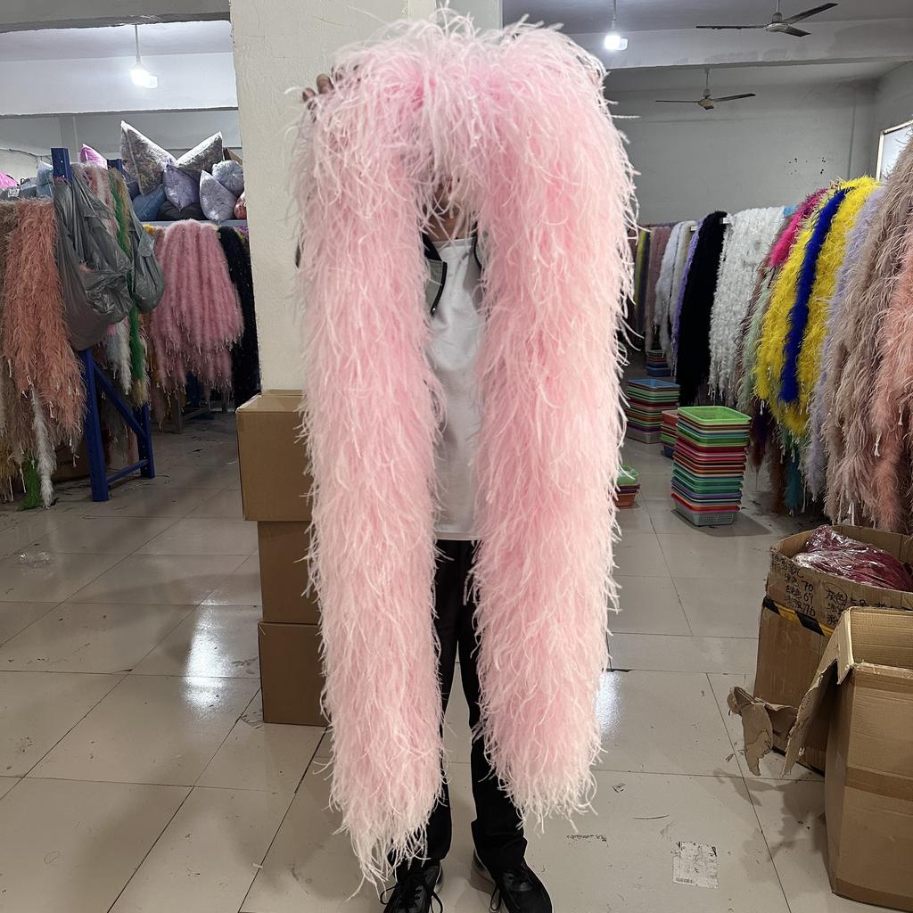 DIY Blau Natürliche Straußenfedern Boa Schal 1-20 Lagen Flauschige Federn Band Schal für Hochzeit Weihnachten Schal Röcke Nähzubehör