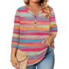 Womens 3/4 Length Sleeve Tops Plus Size Button Down V Neck Shirts Blouses Casual Printing Loose