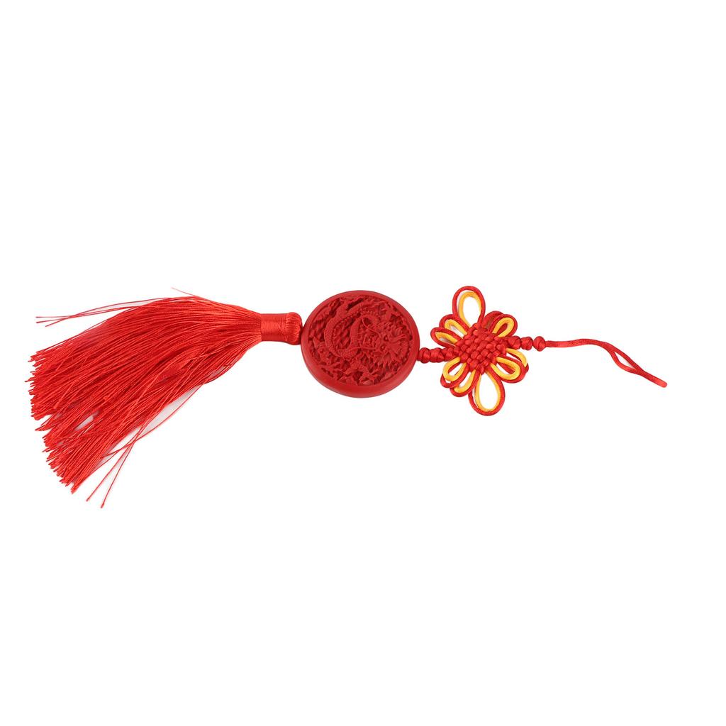 Chinese Lacquer Carved Hanging Ornament New Year Traditional Lacquerware Chinese Knot Car Pendant
