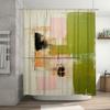 Tenda da Doccia Arte Astratta Decorazione Bagno Stampa Geometrica Moderna in Verde, Nero, Beige Rosa Misura Extra Lunga per Vasca da Bagno o Parete
