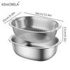 2 in 1 Stainless Steel Rice Washing Basin With Drain Net Oval Shape 304 Vegetable Washing Basin Kitchen Home Fruit Drain Basket