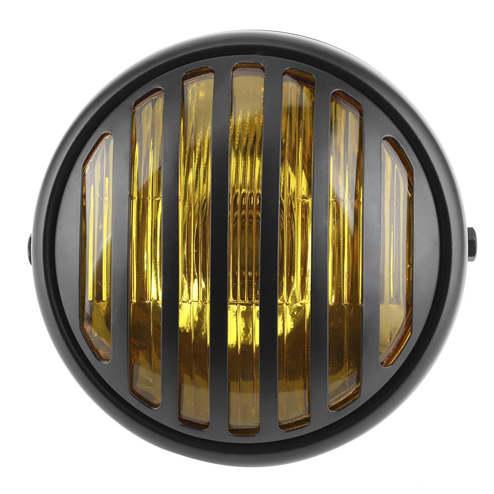 7in Motorcycle Round Headlight Grill Lens Cover 35W Halogen Bulb Retro Motorbike Headlamp