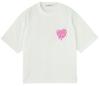Milkfed Casual Melty Heart Foam Print Wide Short Sleeve White Tee, Women's,