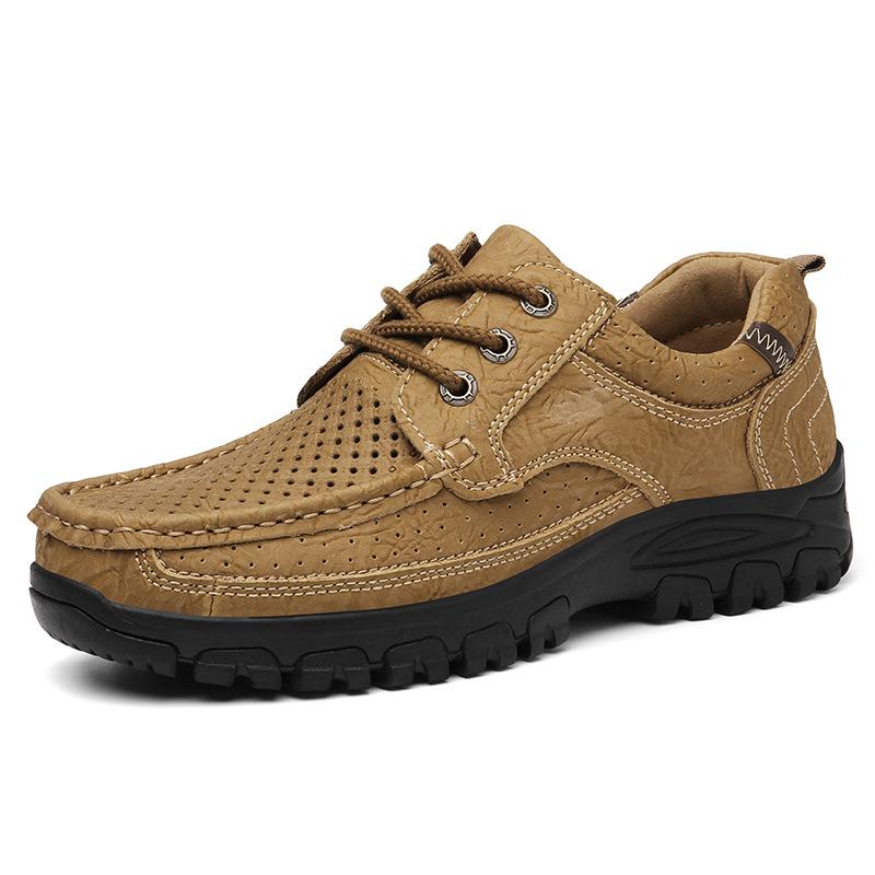 

Spring and summer breathable men s shoes cowhide big head leather shoes men s genuine leather outdoor sports and leisure shoes platform tooling shoes 45