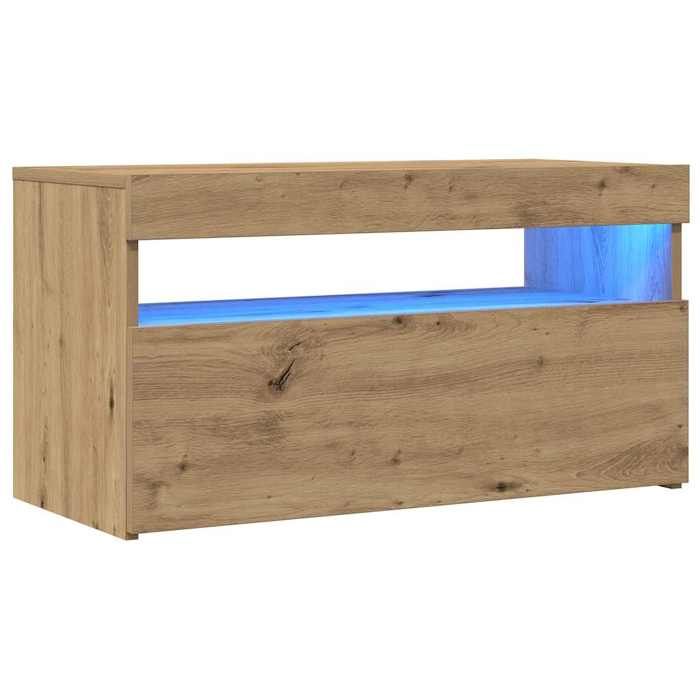 VidaXL Meubles TV avec lumières LED 2 pcs chêne artisanal, support TV, meuble multimédia, console TV, meuble hifi, centre de 856318
