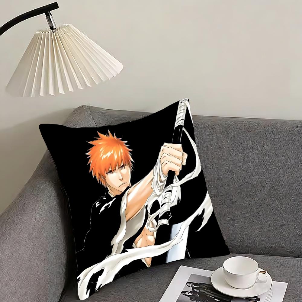 B-Bleach Kurosakii Anime Cushion Cover Pillowcase Ultra Soft Skin Friendly Fabric Cloud Like Comfort & Concealed Zipper