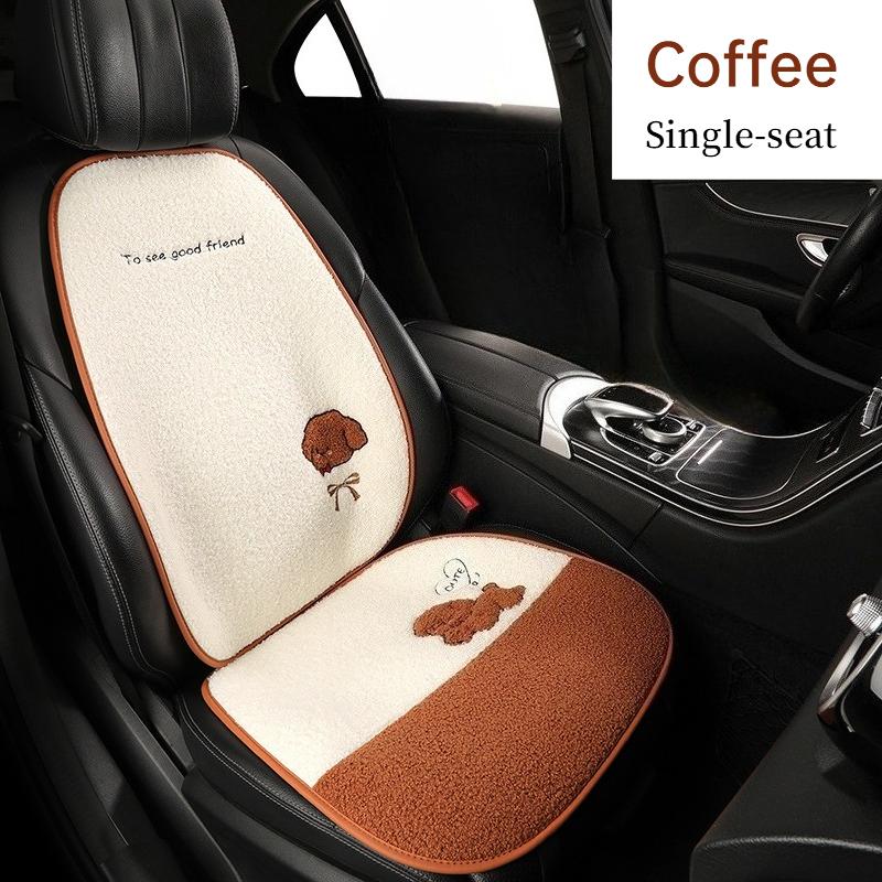 Funny Puppy Car Seat Cover 2025 New Autumn Fleece Fabric PU Leather Warm Comfortable Quick Installation Fits Most Cars