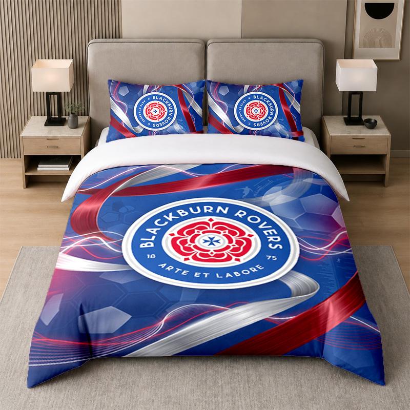 3Pcs Bedding SetBlackburn Rovers Football Soft Bed Sheet and Two Pillowcases Home Bedroom Decor