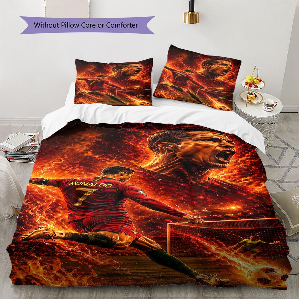 Cristiano Ronaldo Pattern Bedding,Quilt Set Quilt Cover Pillowcase Home Birthday Gift(1 * duvet cover + 2 * pillowcase, without core)
