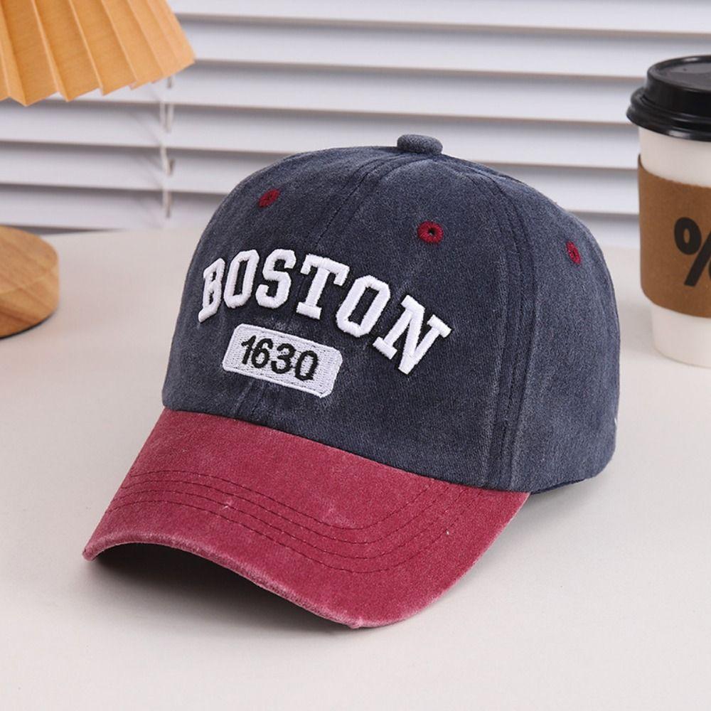 Cotton Baby Baseball Hat Patchwork Children's Sunhat Vintage Letter Peaked Cap  Boys Girls