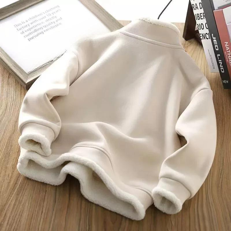 Winter Children's Lambswool Sweatshirt Boys Fleece Pullover Girls Thicken Warm Jumper Autumn Kids Long-Sleeved Casual Clothes