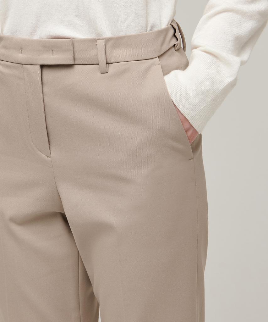 MUSINSA STANDARD WOMAN Women'S Heavyweight Fleece-Lined Slim Straight Hidden Elastic Waist Slacks [Beige]