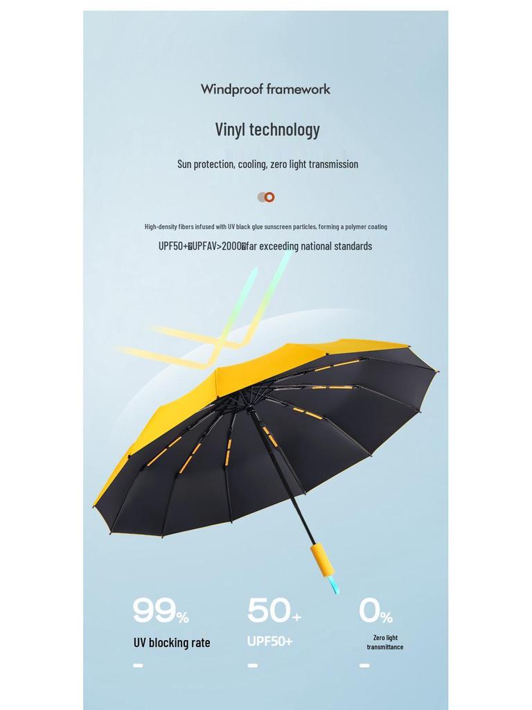 72-Rib Automatic Sun & Rain Umbrella with UV Protection, Large Size, Unisex