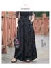 Women's Ethnic Style Embroidered Wide-Leg Pants - Casual Retro Long Trousers