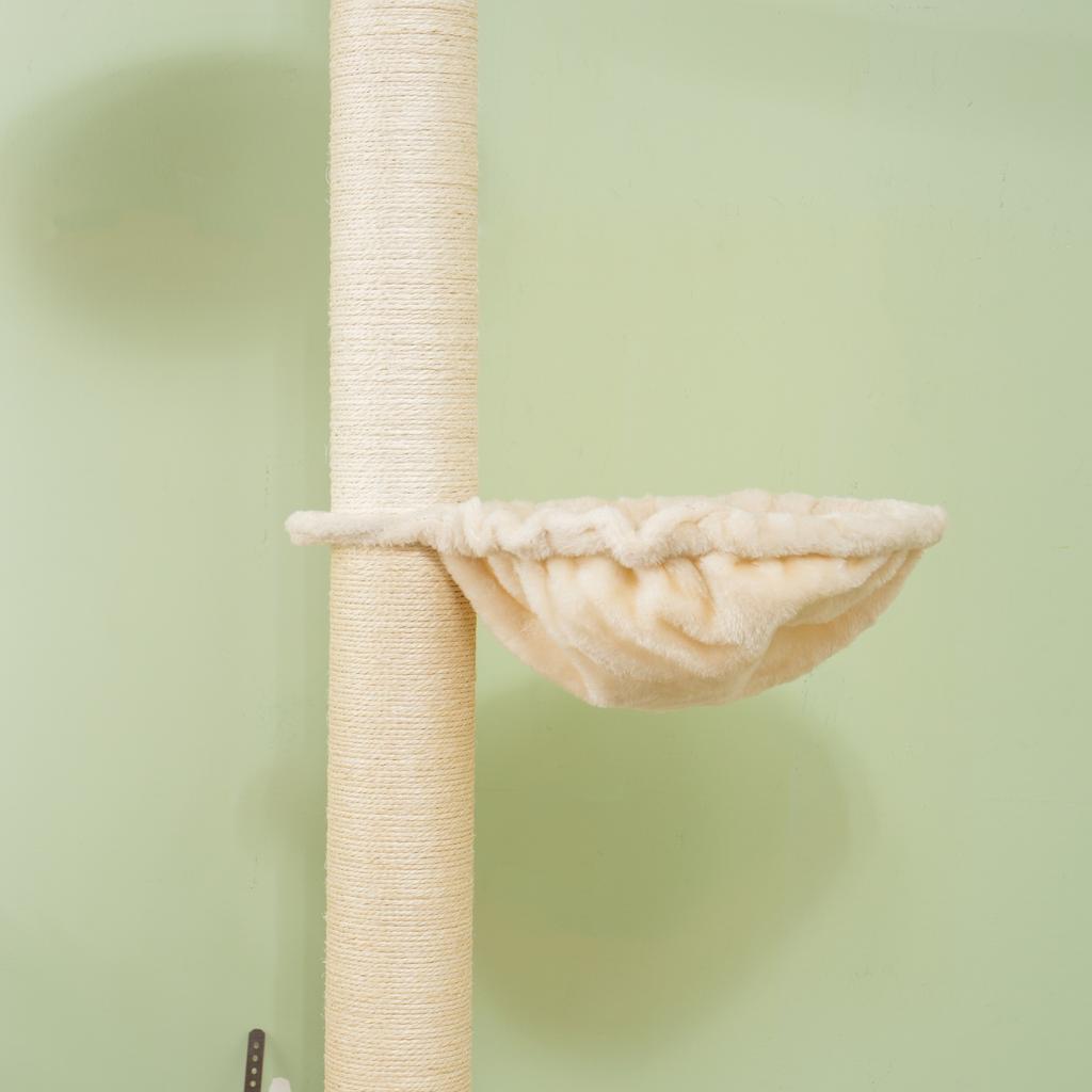 Floor To Ceiling Cat Tree Anti Tip Safety Sisal Rope Posts Engineered Wood Oak And Cream White