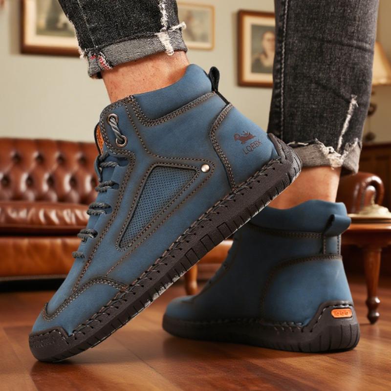 

Новые мужские нюдовые ботинки высокие ретро противоскользящие рабочие обувь уличная обувь мягкие мужские классические ботильоны нескользящие балетки мокасины кроссовки 40 синий