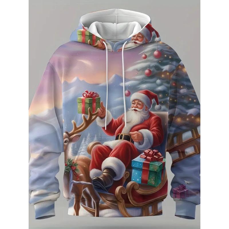 Christmas Party Graphic Hoodie 3D Print Spring Autumn Fashion Leisure Versatile Streetwear Men's Women's Y2K Christmas Hoodies