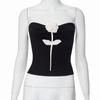 Women's Fashion Three-dimensional Flower Decoration Sexy Spice Girl Style Short Plunge Top