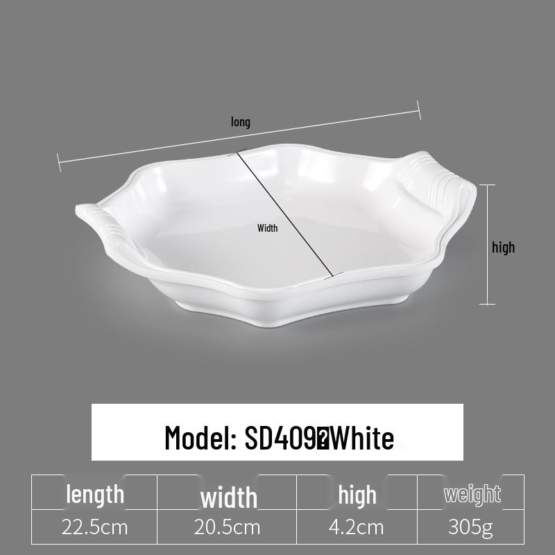 Irregular Shaped White Melamine Plates for Hotel & Restaurant - Porcelain Imitation Cold Dish Saucers