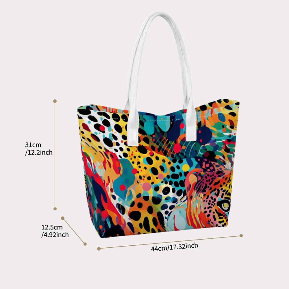 Colorful Leopard Print Tote Bag Stylish Daily Shoulder Bag