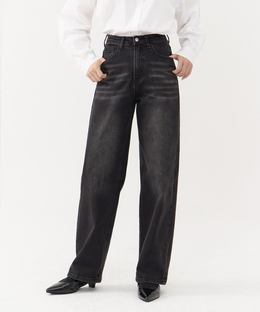 Akeusi Motion Balloon Fit Wide Stretch Denim Pants Unisex (Black)