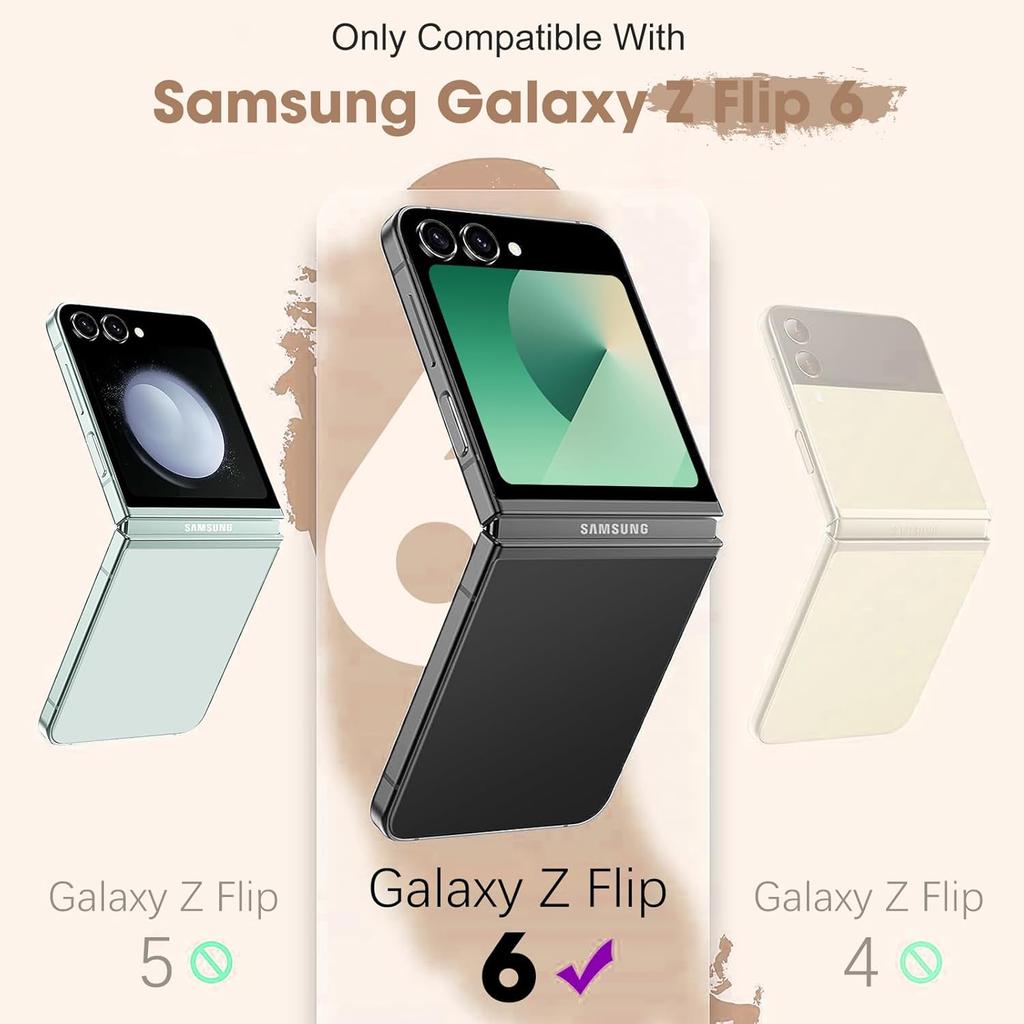 Z Flip 6 Case for Samsung Galaxy Z Flip6 5G, Ring Case for Women Silky Touch Slim Hard PC Matte Back Cover Ultra Thin Z Flip 6 Phone Case