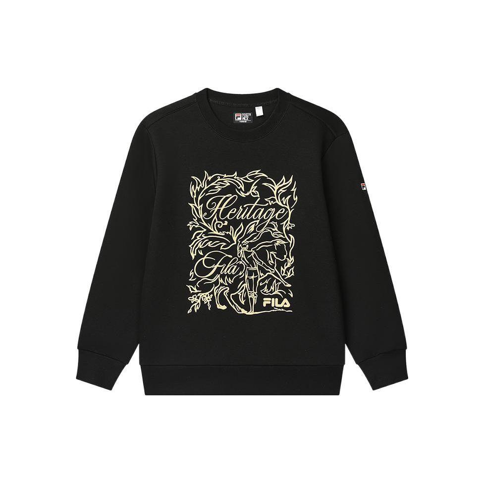 

FILA Logo Embroidered Print Pattern Round Neck Sweatshirt Men sweatshirt Black F11M318203F-BK M