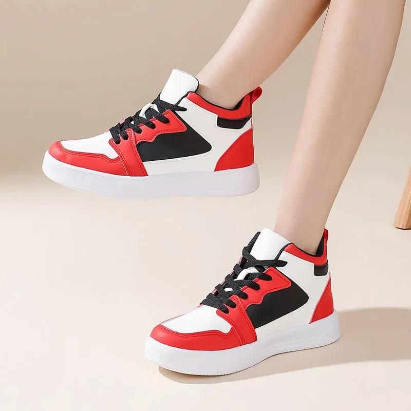 Autumn Unisex Trainers Women Men Fashion Sports Shoes Leather High-top Lace-up Casual Shoes Walking Jogging Platform Sneakers