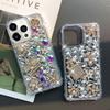 Compatible with iPhone 16 Pro Max Case Cute Bling Glitter 3D Rhinestone Diamond for Women Girls Crystal Girly Handmade Flower Gem Fashion Luxury