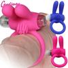 Rabbit Vibrators Delay Cockring Lasting Ejaculation Lock Fine Triple Vibrator Sex Toys Product for Men Penis Extender Ball