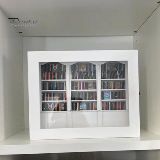 Unique Desk Accessory Anxiety Relief Mini Bookshelf Realistic Miniature Ornament with 300 Pcs Stress-relieving Book Display Wood Simulated for Lovers