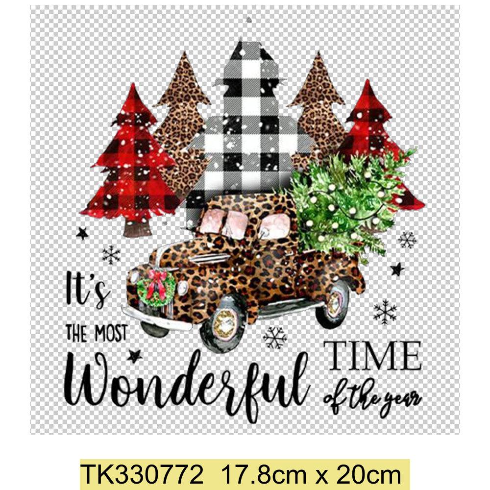 Iron On Christmas Snowmen Santa Claus Christmas Trees  Patch DIY Heat Transfer Tops Appliqued Vinyl Iron On Clothes Stickers