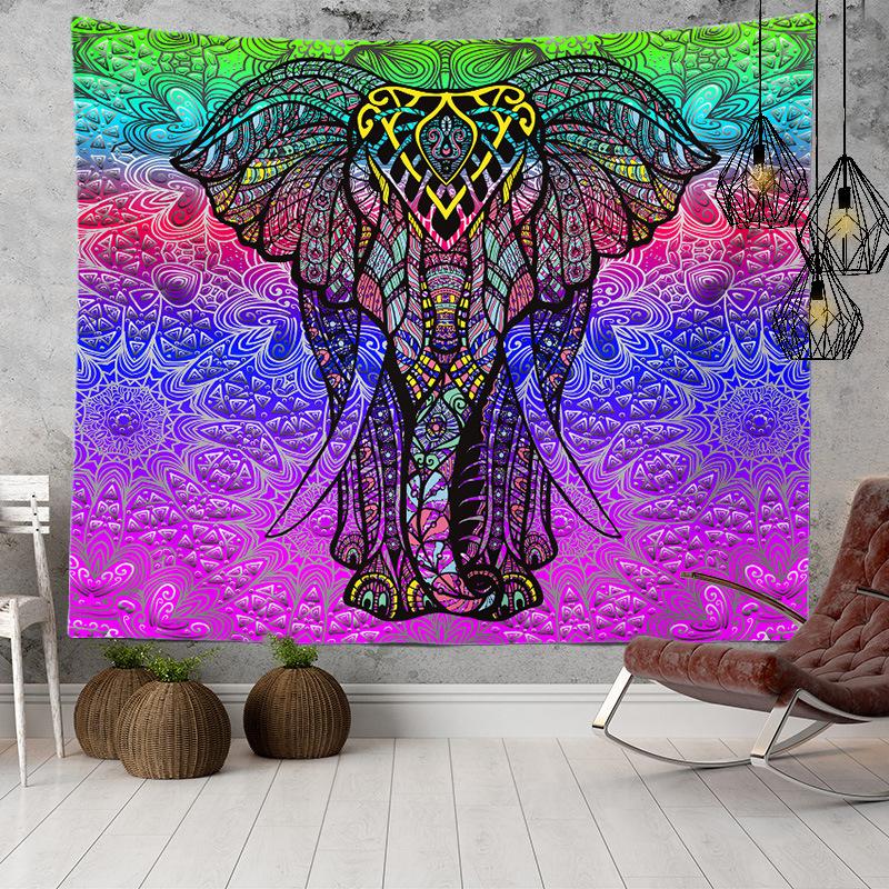 Home Decor Indian Ethnic Tapestry Hanging Elephant Digital Printing Tapestry Living Room Background Cloth Beach Towel