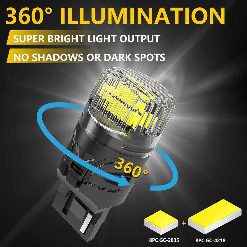 Katur 2x T20 7440 W21W Car Led Bulb Reverse Bulb Turn Signal Light 7440 w21w Replacement Bulb Super Bright 6000K White For Mazda