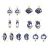 Hand Painted Blue Porcelain Irregular Earring Accessories Stainless Steel Craft Supplies