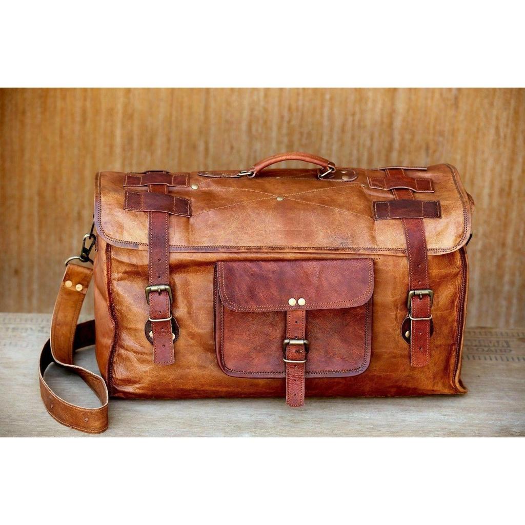 Handmade Leather Genuine Travel Bag Weekend Gym Men Vintage Luggage Overnight