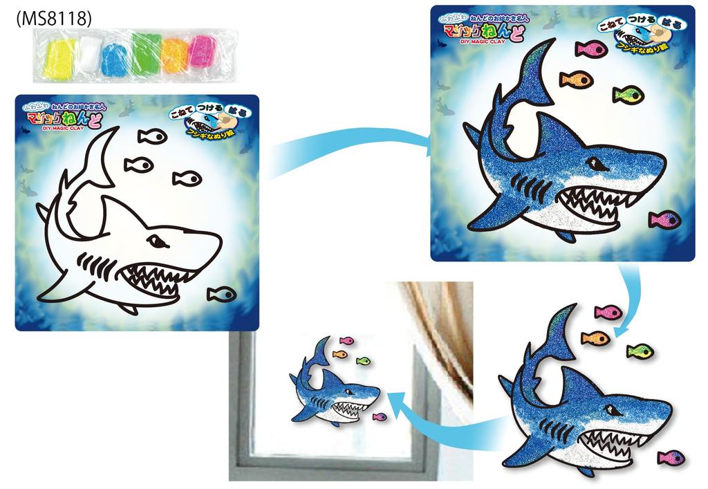 Nobu Company Magic Clay Cool 8-Piece Set (Tyrannosaurus/Tricera/Airplane/Lion/Tiger/Elephant/Insect/Shark) MS8130-SET