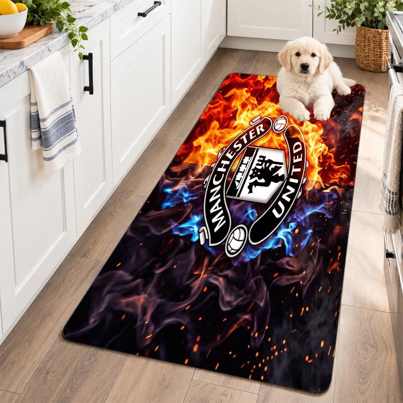 Flannel Kitchen Mat Manchester United FC Soft Area Rug Non Slip Floor Carpet Home Decoration