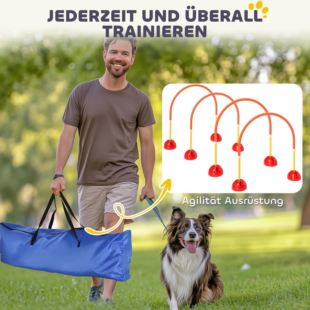 4-Piece Dog Agility Training Equipment with 4 Adjustable Width Doors, Bag, for Garden, Orange