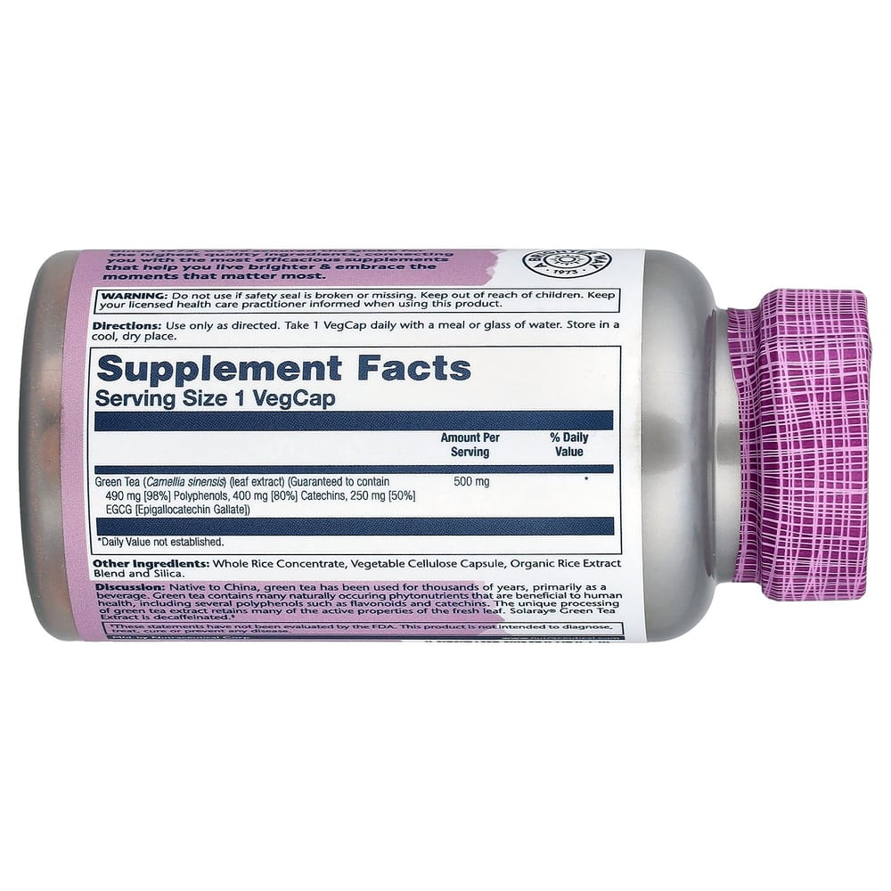 Solaray Green Tea, 500mg, Veggie Capsules, 30 Count