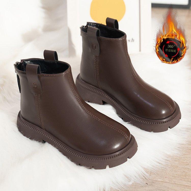 

Девочки осень и зима ботинки Мартин 2025 новые девочки одинарные ботинки детские повседневные ботинки детские кожаные ботинки бархат два хлопка 37