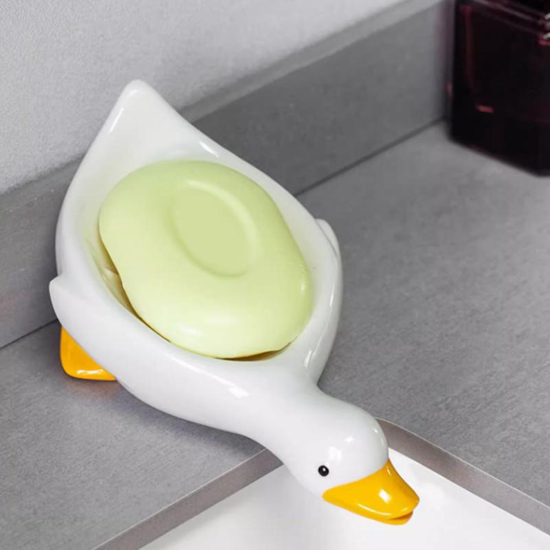 Yellow Duck Shape Soap Box Cartoon Soap Dish Drainable Soap Holder Soap Container Soap Dish For Tray Bathroom Accessories