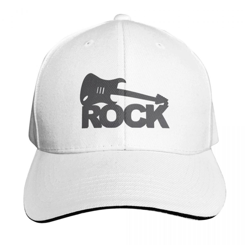 Logo Rockowe z Gitarą Czapka Modna Codzienna Czapki Baseballowe Regulowany Kapelusz Hip Hop Lato Unisex Czapki Baseballowe