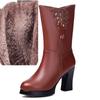 Bottes d'hiver chaudes en laine naturelle pour femmes, bottes à talons hauts, bottes de neige pour dames