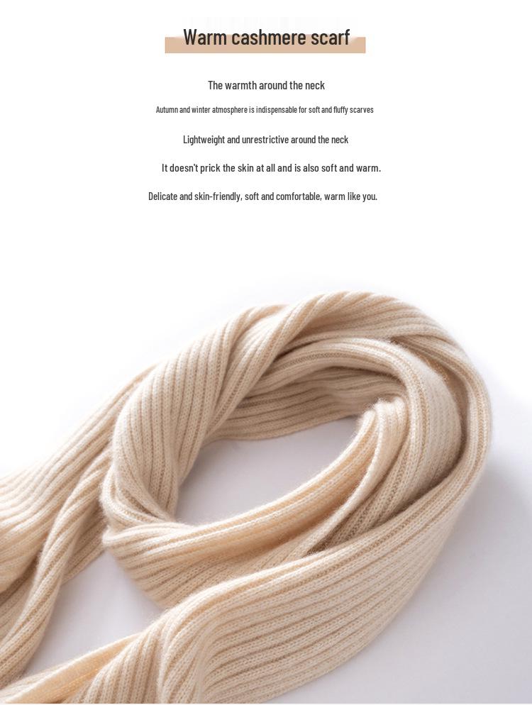 Unisex Thick Cashmere Knitted Scarf - Warm, Long, and Versatile Gift for Autumn-Winter