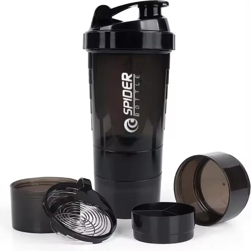 Shaker Sportowy Bottle For Supplements Black Shaker With Sieve 500Ml For Protein