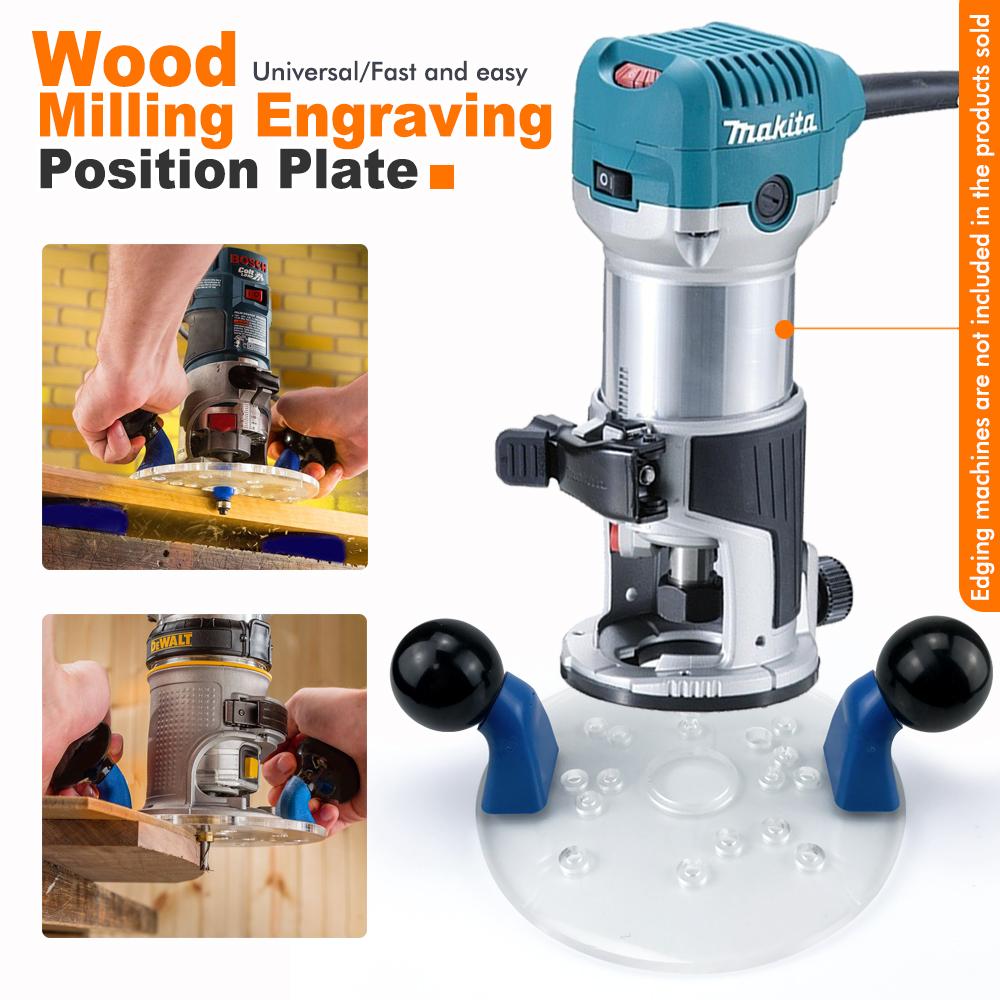 Router Base with Double Handles Palm Router Fixed-base Guide Wood Router Jig for Hand Trimmer Woodworking Milling Engraving