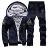 Men's Plus Size Winter Fleece-Lined Two-Piece Casual Sports Set - Youthful Korean Style