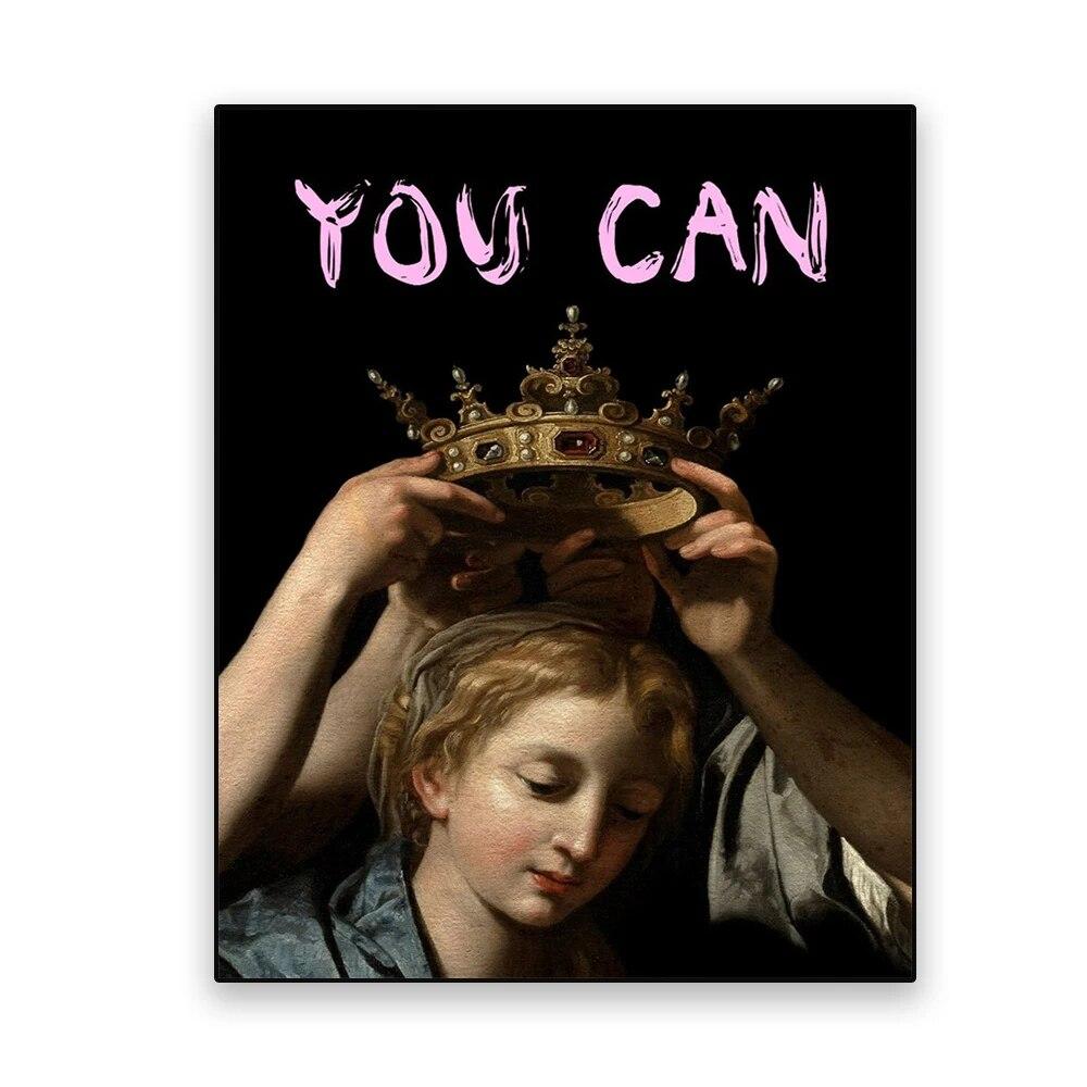 

Современный постер с розовыми цитатами, забавный измененный художественный портрет женщины, вы можете холст, живопись, винтажная картина эпохи Возрождения, Декор 21cm×30cm NoFrame