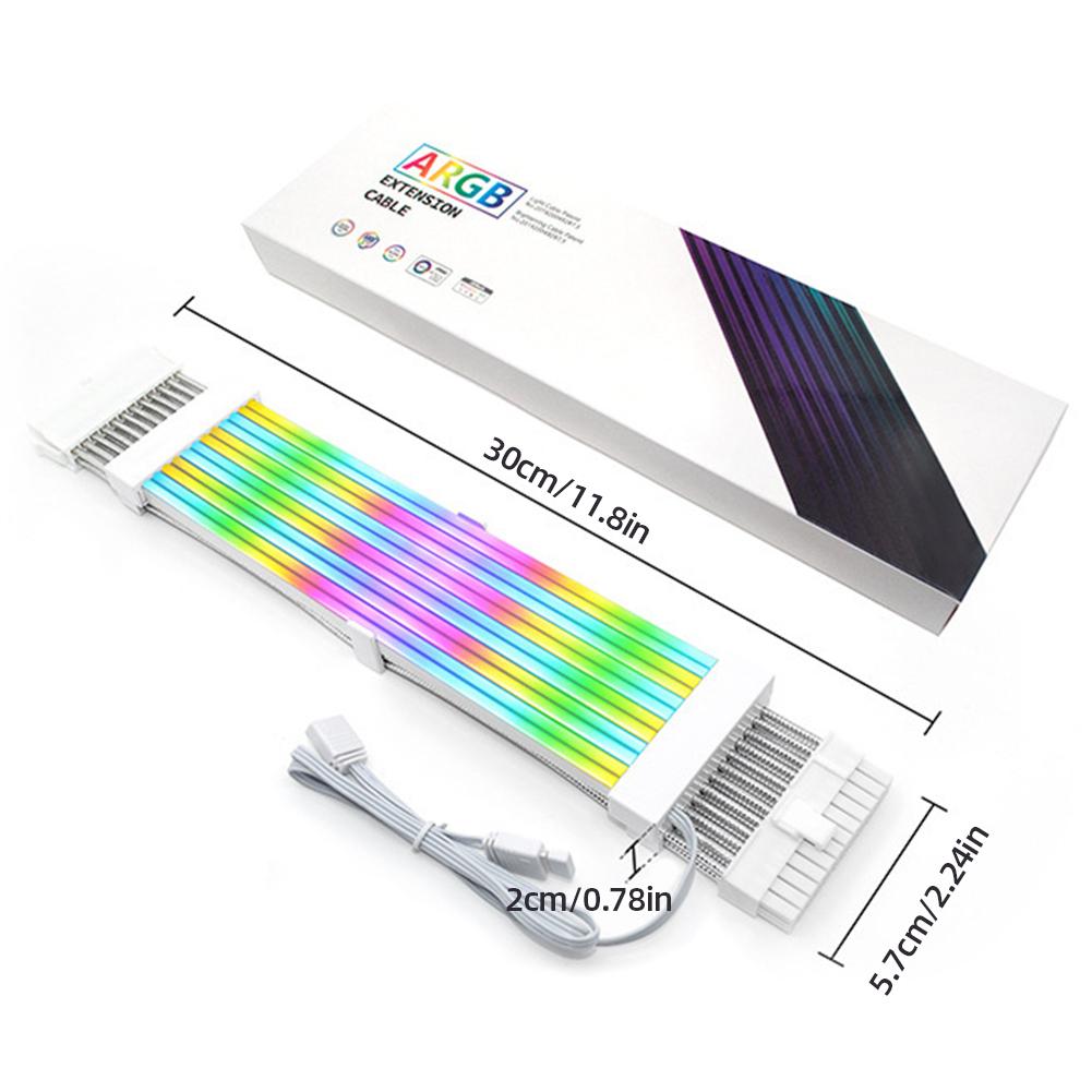 

Компьютер 18AWG ARGB Sync PSU Комплект удлинительного кабеля питания ATX 24PIN VGA GPU PCI-E 8PIN RGB Цветной модуль материнской платы ПК
